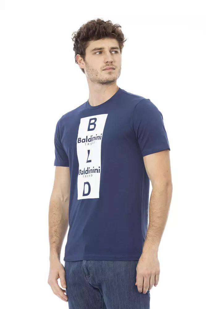 Blue Cotton Men T-Shirt