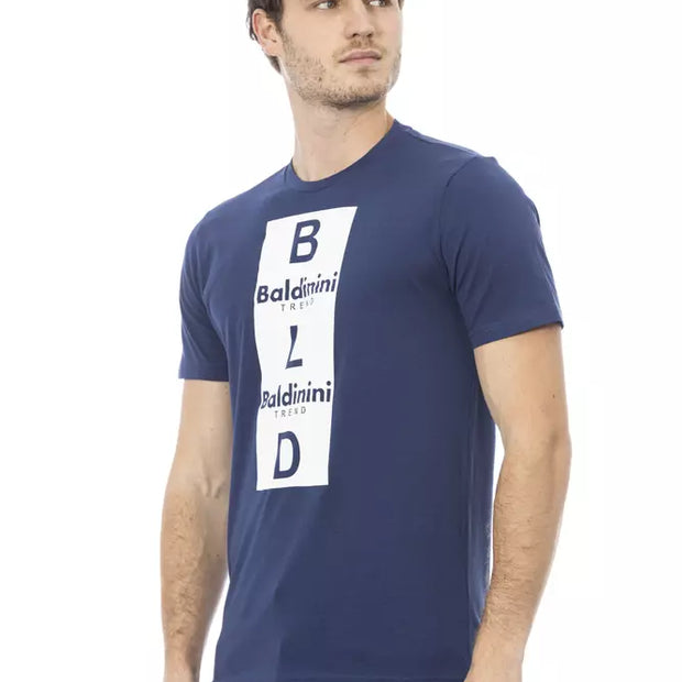 Blue Cotton Men T-Shirt