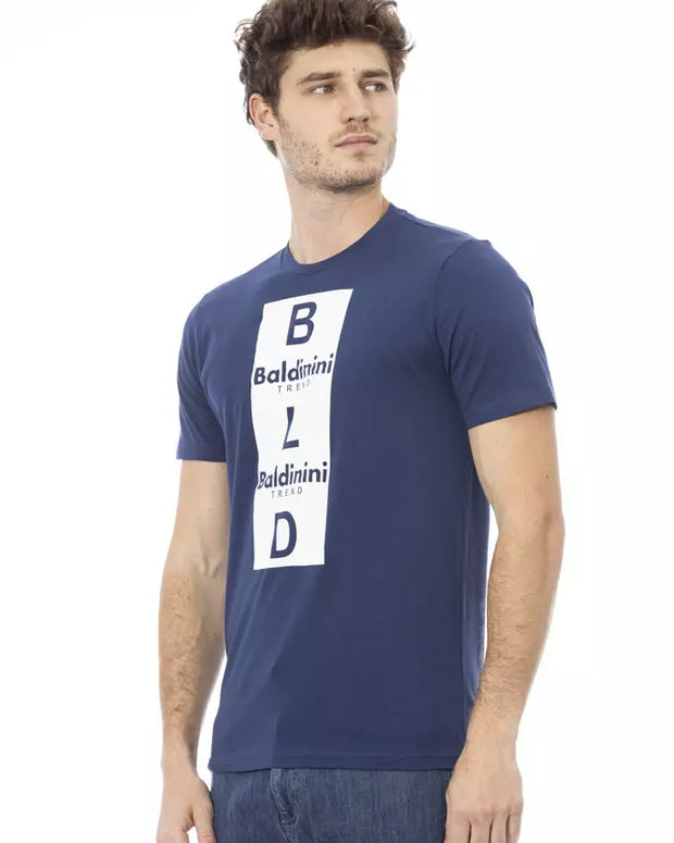 Blue Cotton Men T-Shirt