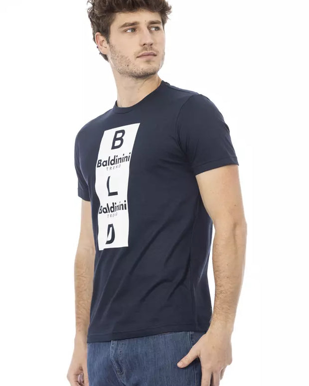 Blue Cotton Men T-Shirt
