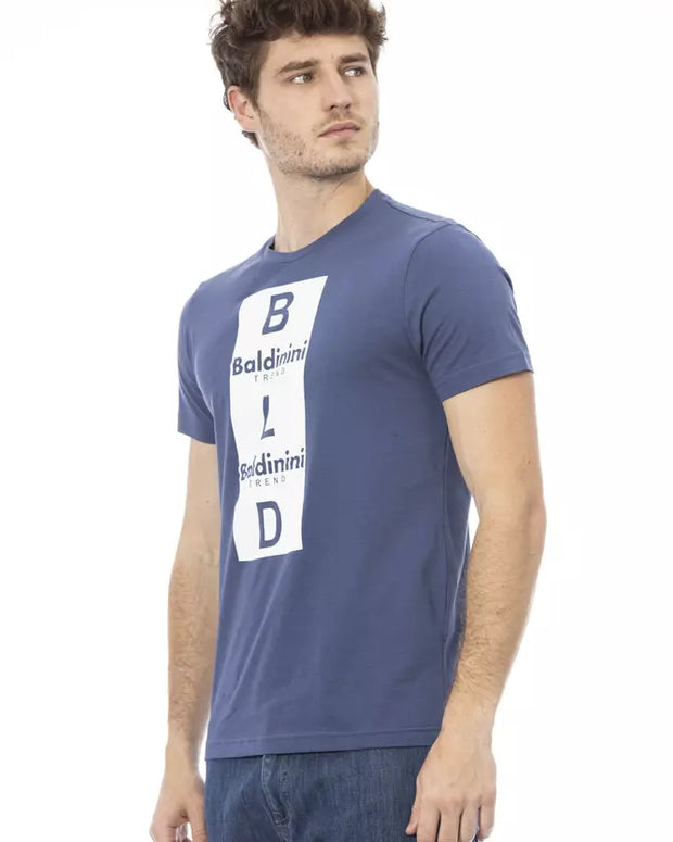 Blue Cotton Men T-Shirt