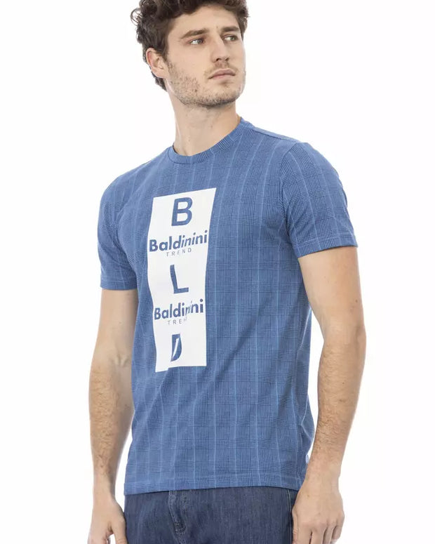 Light Blue Cotton Men T-Shirt