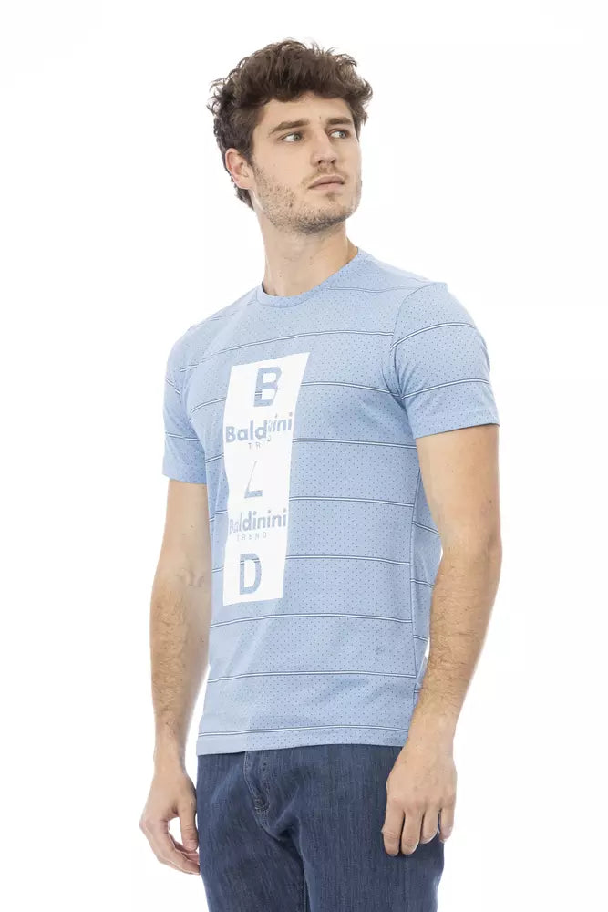 Light Blue Cotton Men T-Shirt