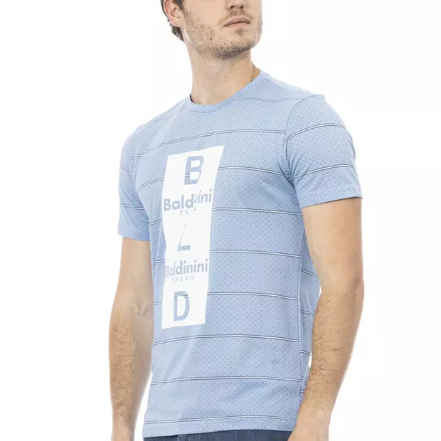 Light Blue Cotton Men T-Shirt