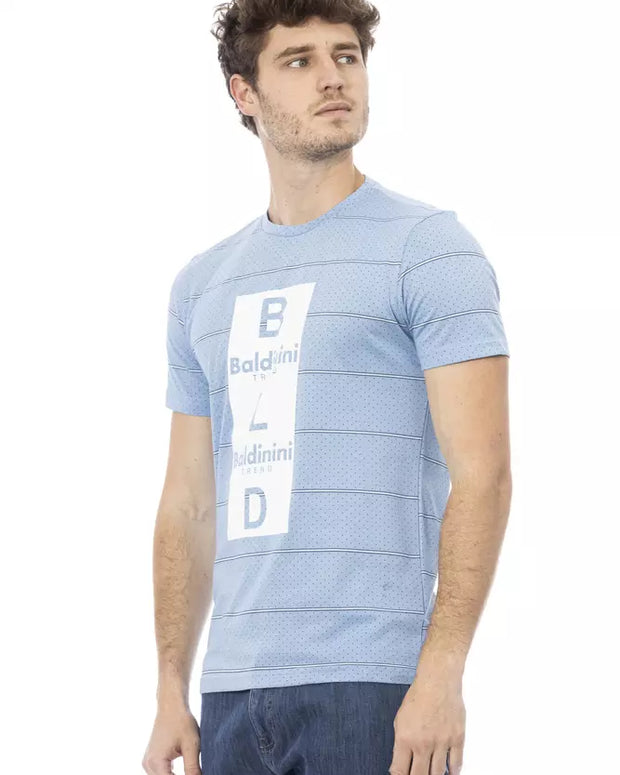 Light Blue Cotton Men T-Shirt