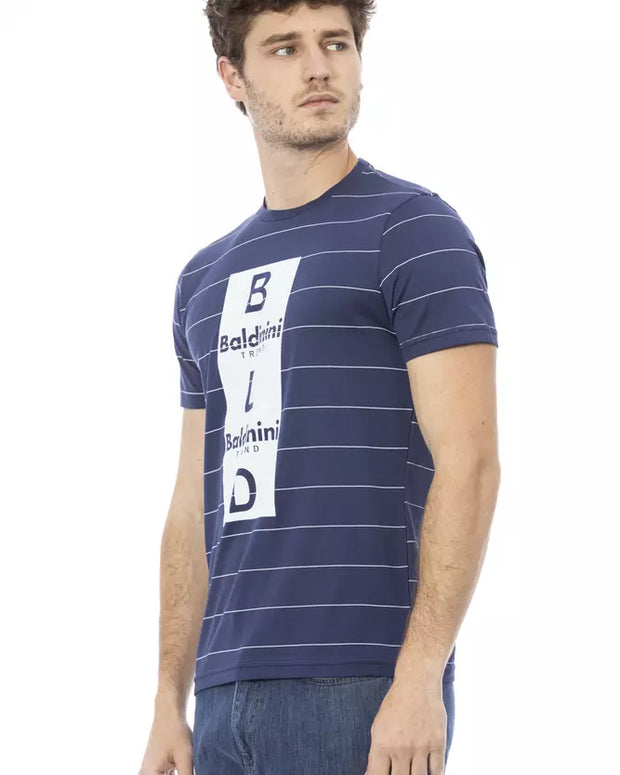 Blue Cotton Men T-Shirt