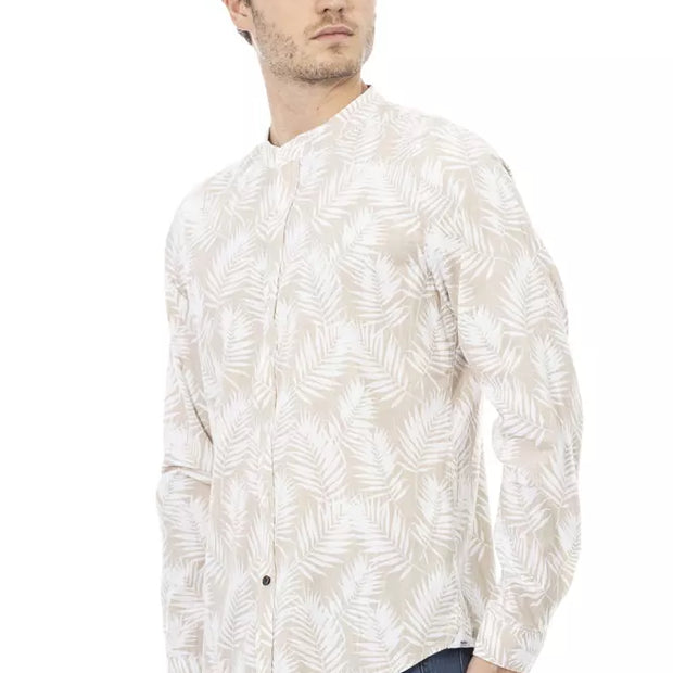 Beige Cotton Men Shirt