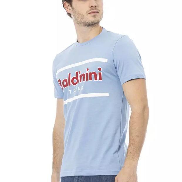 Light Blue Cotton Men T-Shirt