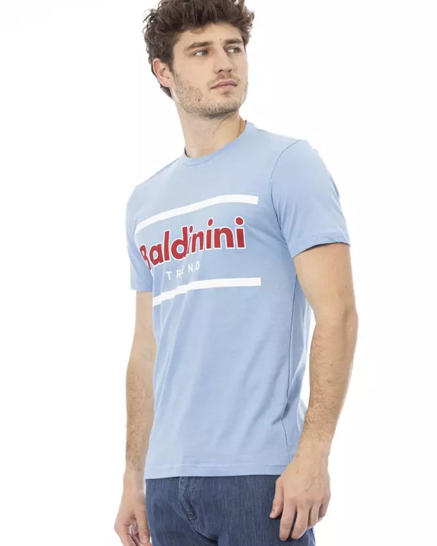Light Blue Cotton Men T-Shirt