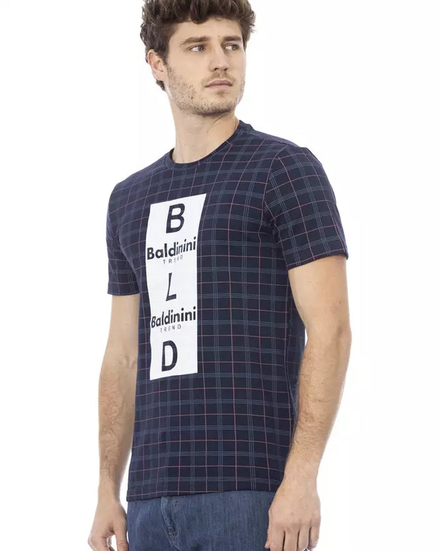 Blue Cotton Men T-Shirt
