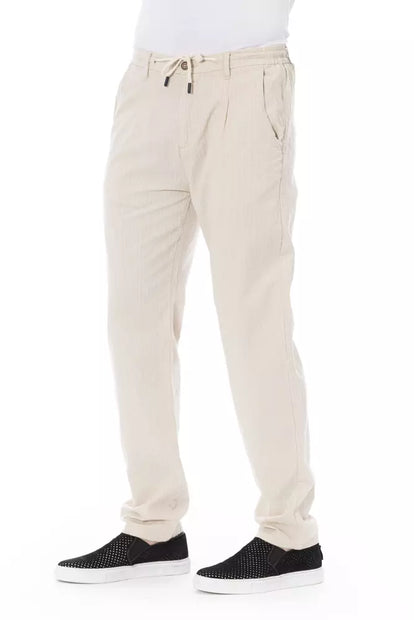 Beige Cotton Men Chino