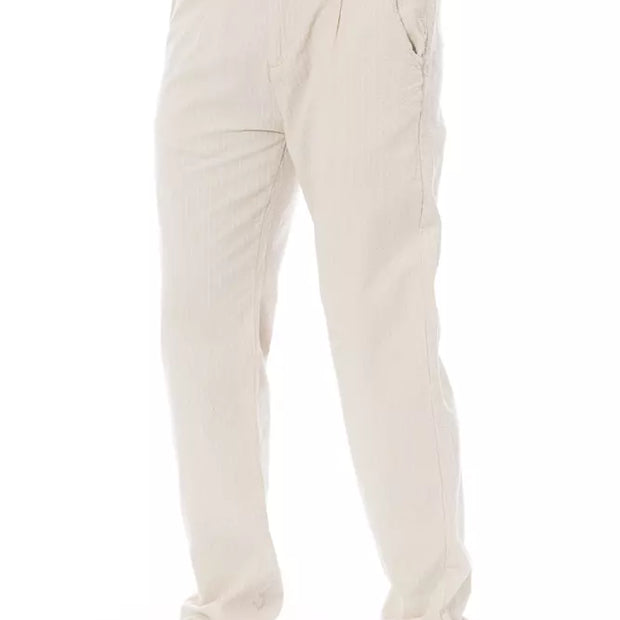 Beige Cotton Men Chino