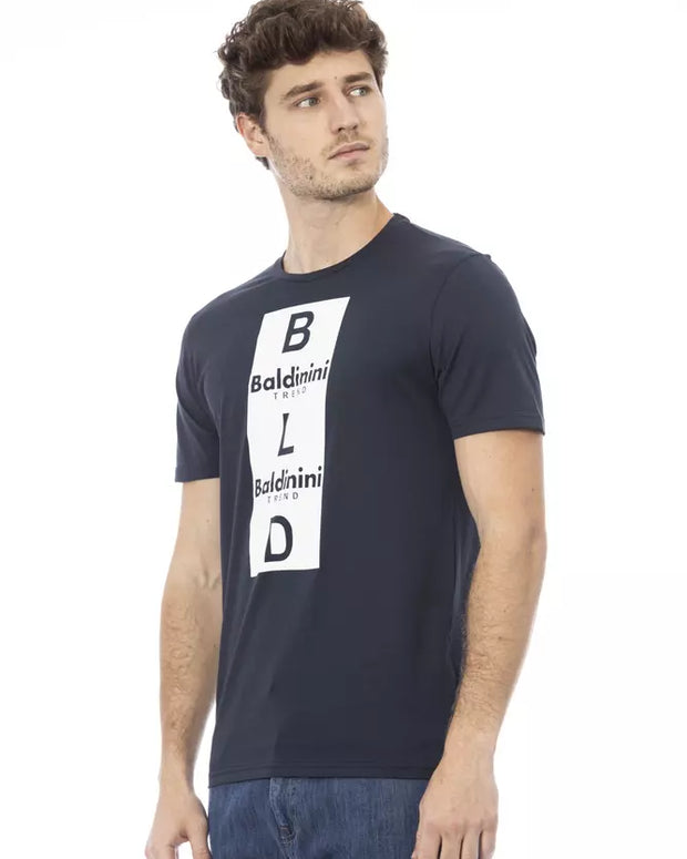 Blue Cotton Men T-Shirt