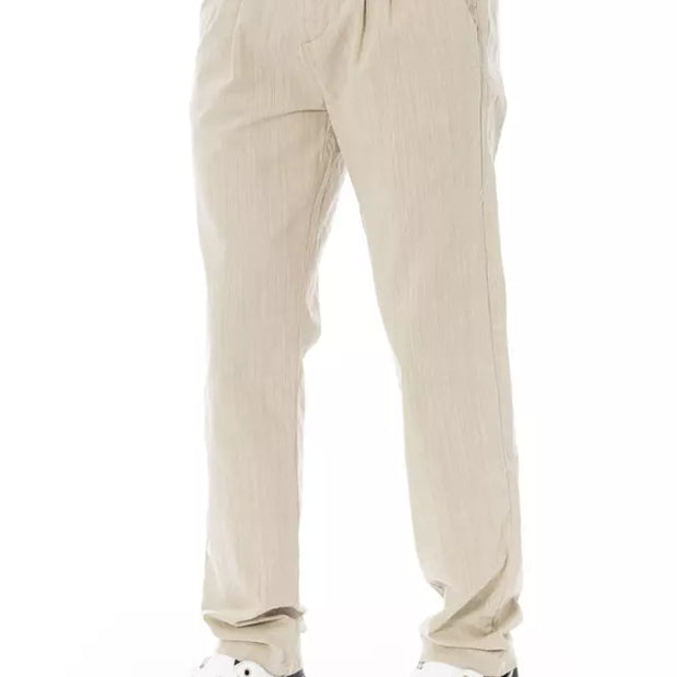 Beige Cotton Men Chino Pants