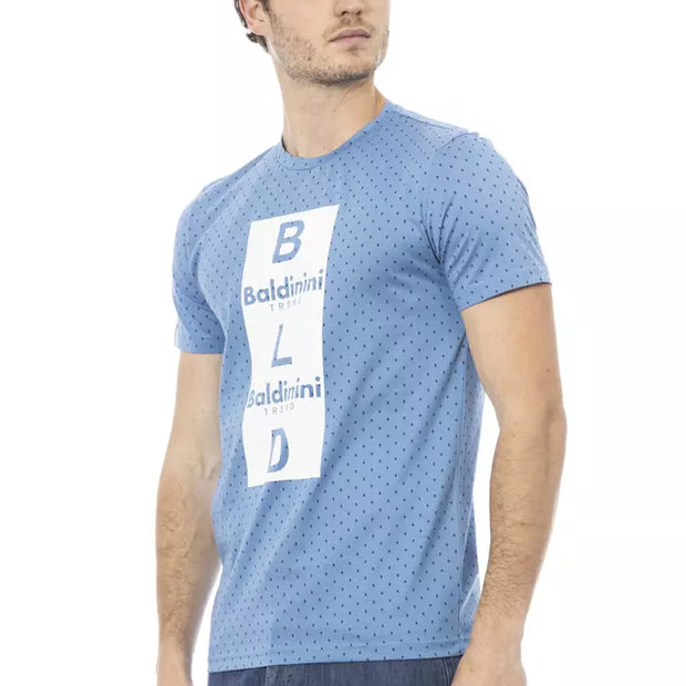 "Light Blue Cotton Men T-Shirt"