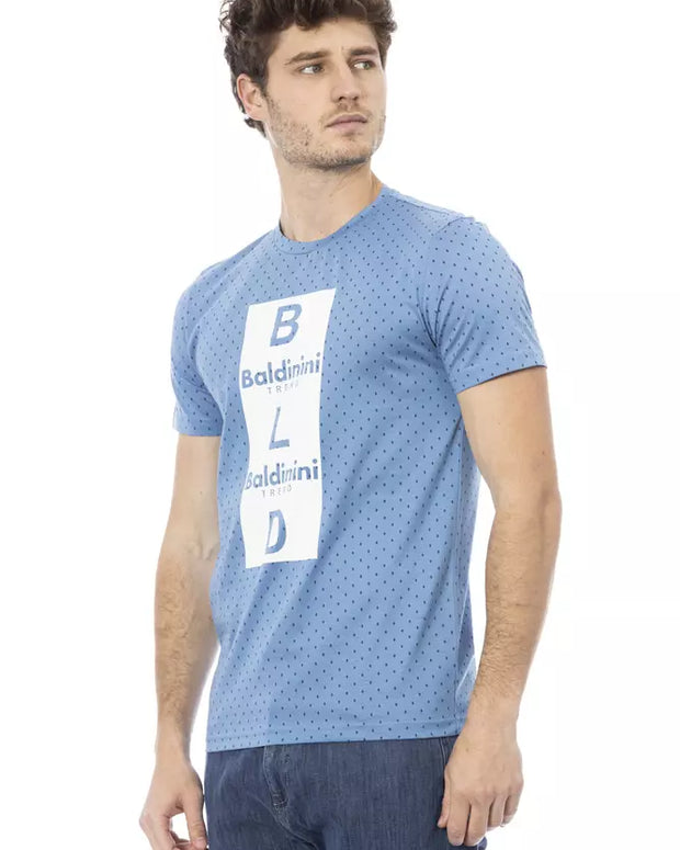 Light Blue Cotton Men T-Shirt