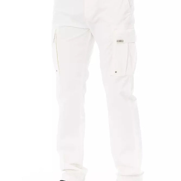 White Cotton Men's Cargo Trouser