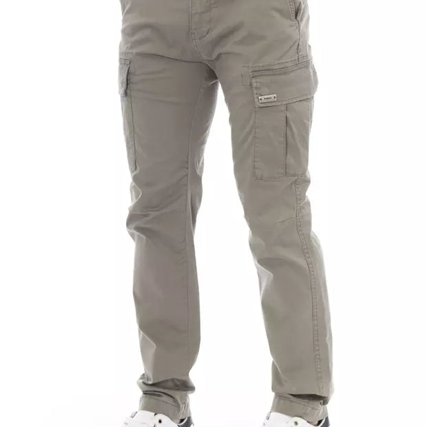 Beige Cotton Men Cargo Pants