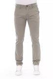 Beige Cotton Men Chino Trousers