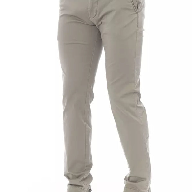 Beige Cotton Men Chino Trousers