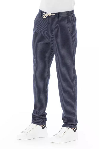 Blue Cotton Men Pant