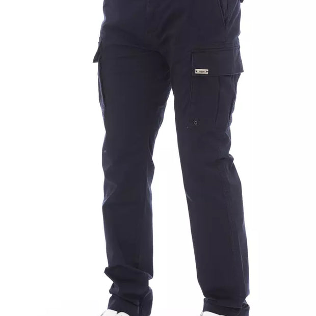 Blue Cotton Men's Cargo Trousers