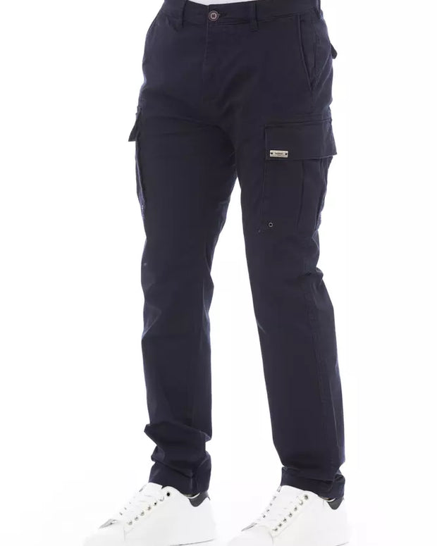 Blue Cotton Men Cargo Trouser