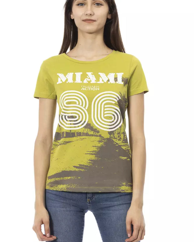 "Green Cotton Women T-Shirt"