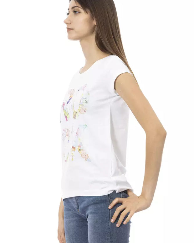 White Cotton Women T-Shirt