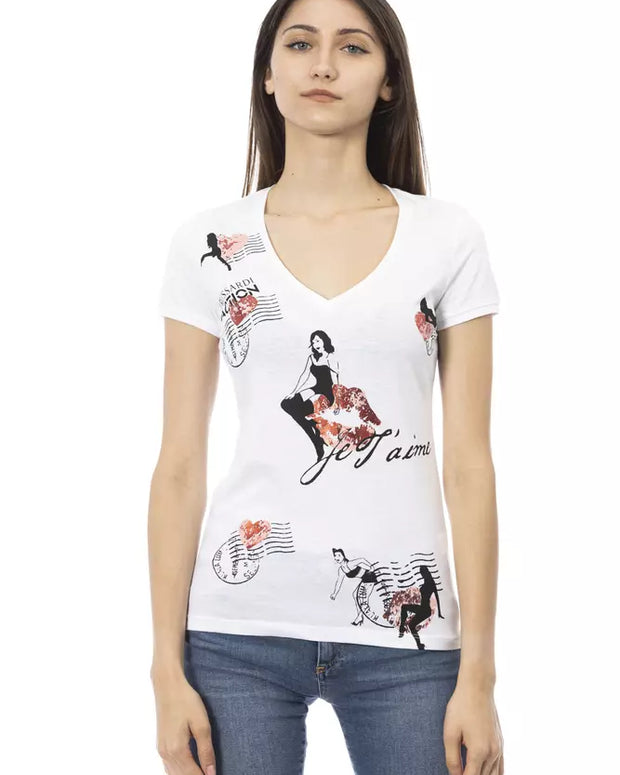 White Cotton Women T-Shirt