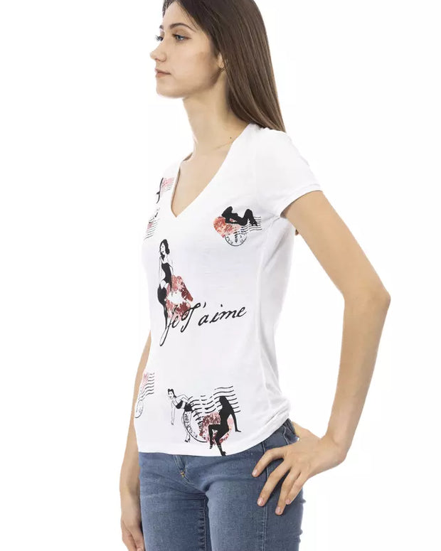 White Cotton Women T-Shirt