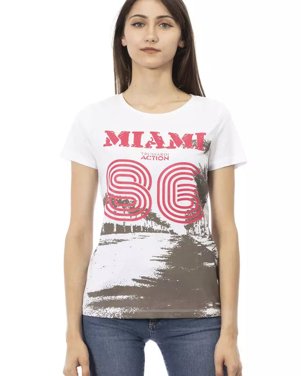 White Cotton Women T-Shirt