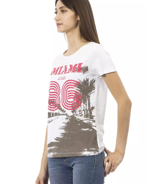 White Cotton Women T-Shirt