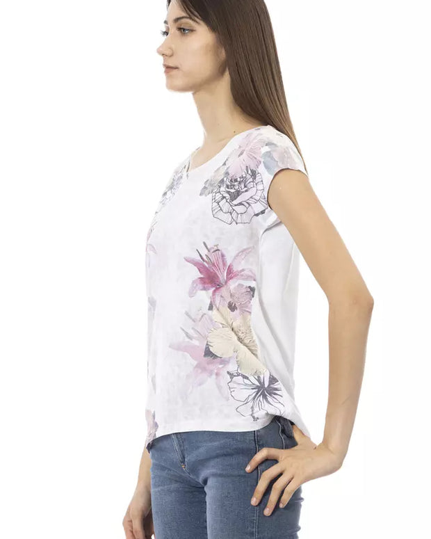 White Cotton Women T-Shirt