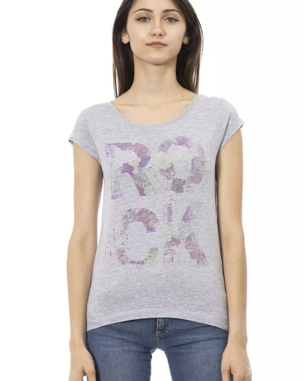 Gray Cotton Women T-Shirt