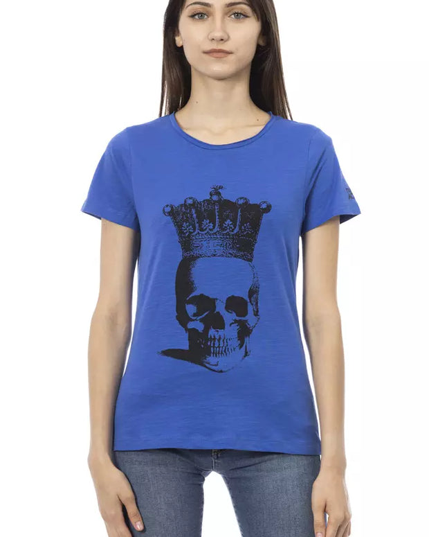 Blue Cotton Women T-Shirt