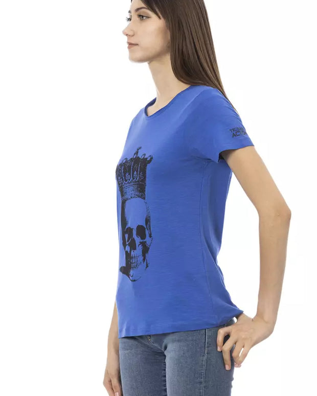 Blue Cotton Women T-Shirt