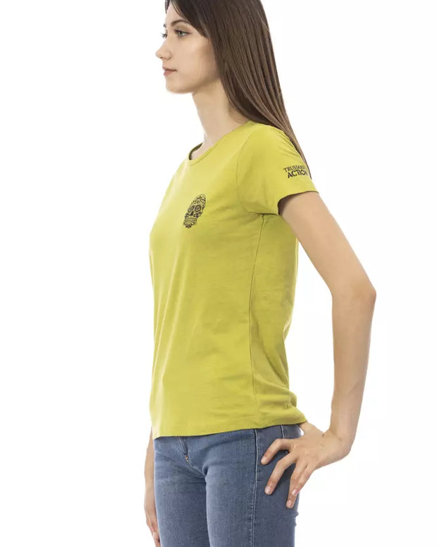 Green Cotton Women T-Shirt