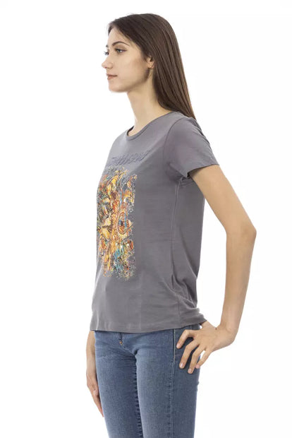 Gray Cotton Women T-Shirt