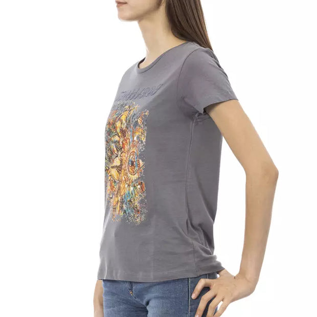 Gray Cotton Women T-Shirt