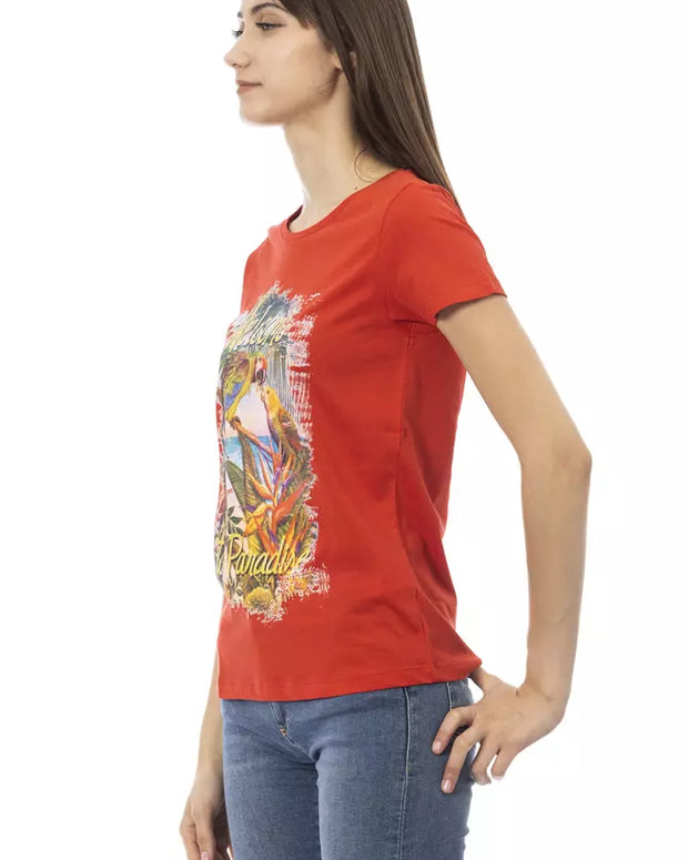 Red Cotton Women T-Shirt