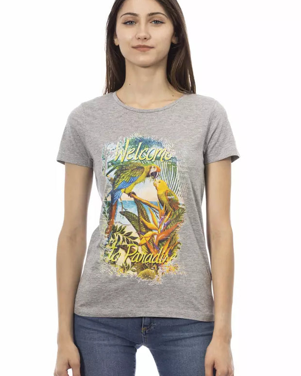 Gray Cotton Women T-Shirt