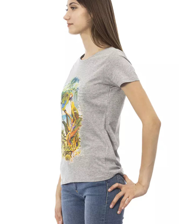 Gray Cotton Women T-Shirt