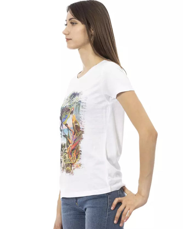 White Cotton Women T-Shirt