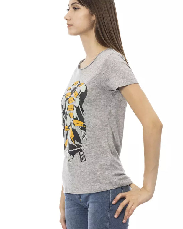 Gray Cotton Women T-Shirt