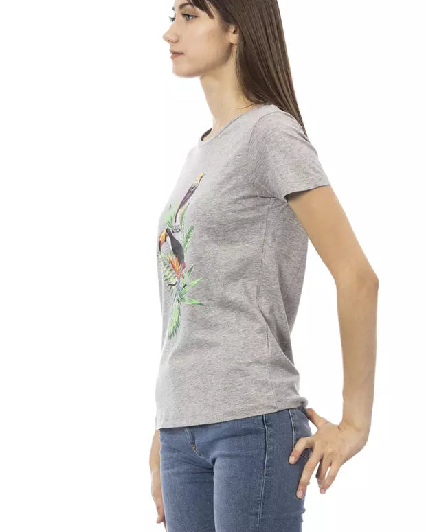 Gray Cotton Women T-Shirt