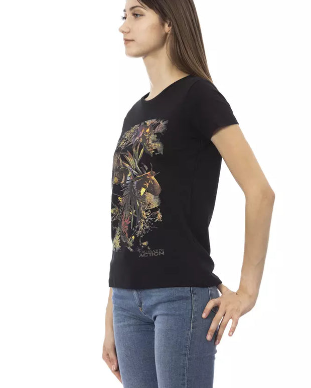Black Cotton Women T-Shirt