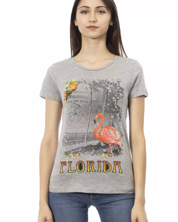 Gray Cotton Women T-Shirt