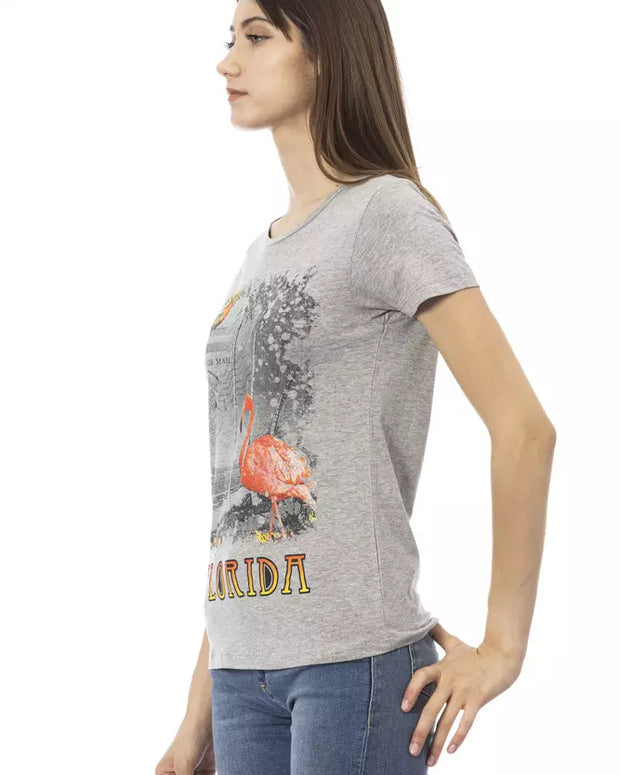 Gray Cotton Women T-Shirt
