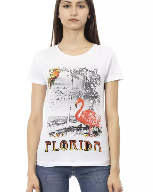 White Cotton Women T-Shirt